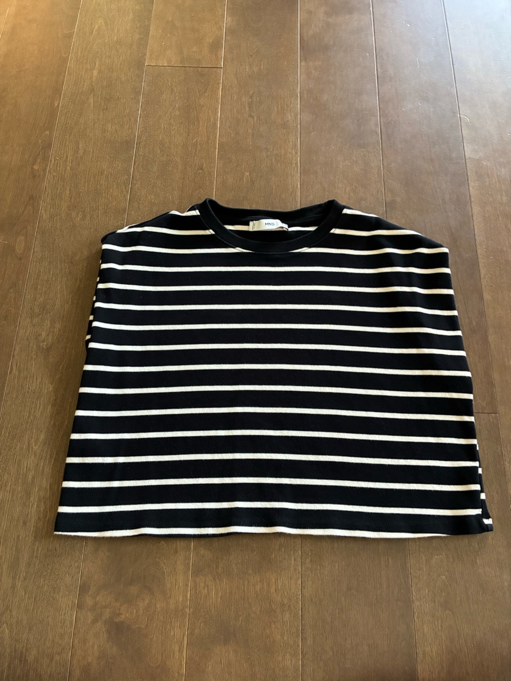 Mango Black and White Striped Muscle Tee
